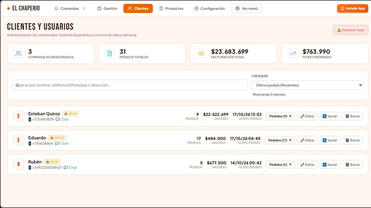 Módulo Clientes y Usuarios: fichas de comensales e historial de pedidos